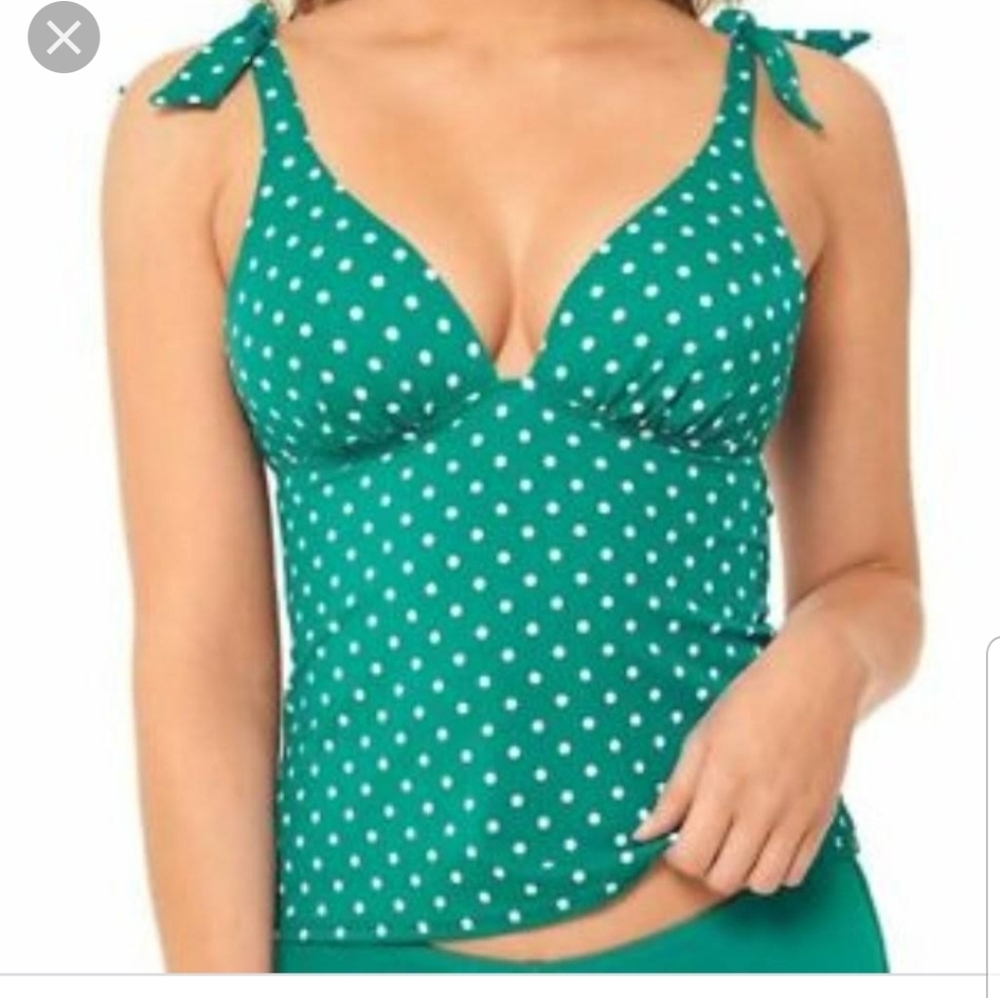 Salt+Cove Turquoise Dot Tankini Swim Top Size M
